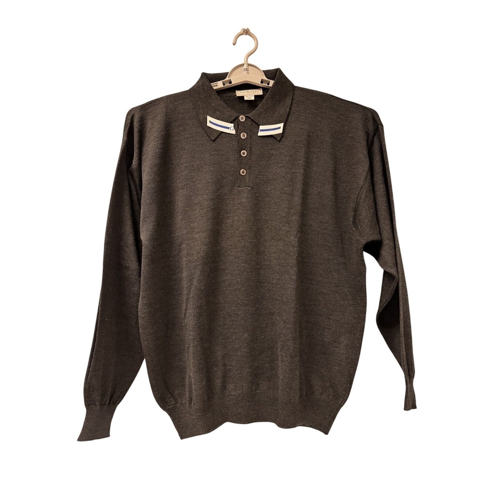 MURANO Mens MADE IN ITALY ITALIAN Charcoal Gray Merino Wool‎ Knit Sweater sz XXL